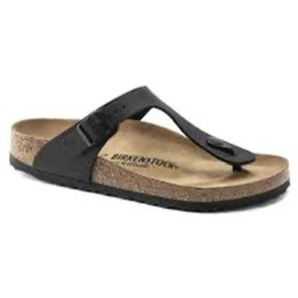Birkenstock Gizeh thong leather sandals black 37 adj strap buckle gorpcore boho